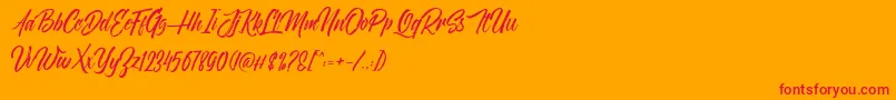 NovithaScriptDemo-Schriftart – Rote Schriften auf orangefarbenem Hintergrund