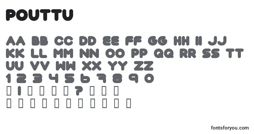 Czcionka Pouttu – alfabet, cyfry, specjalne znaki
