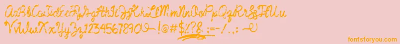 Jumperdemo-Schriftart – Orangefarbene Schriften auf rosa Hintergrund