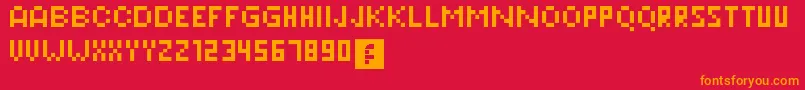 Pixeleris-Schriftart – Orangefarbene Schriften auf rotem Hintergrund