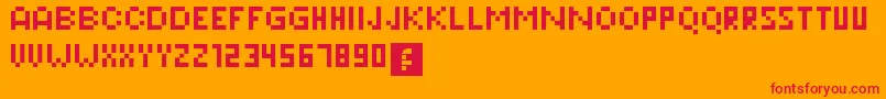 Czcionka Pixeleris – czerwone czcionki na pomarańczowym tle