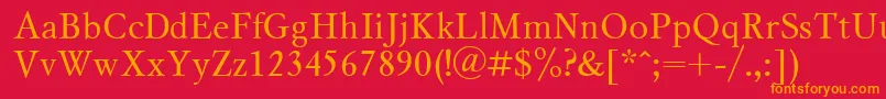 フォントUkrainianmysl – 赤い背景にオレンジの文字