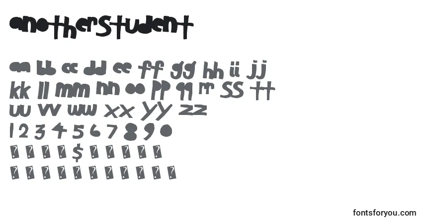 Schriftart Anotherstudent – Alphabet, Zahlen, spezielle Symbole