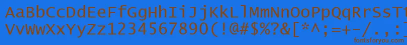 フォントLucon0 – 茶色の文字が青い背景にあります。