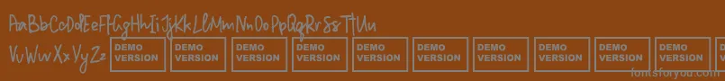 Saiba mais sobre a fonte MillionNotesDemo Fonte MillionNotesDemo – fontes cinzas em um fundo marrom