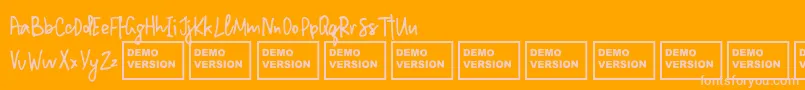 MillionNotesDemo-Schriftart – Rosa Schriften auf orangefarbenem Hintergrund