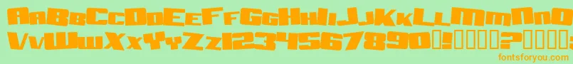 AftershockDebrisSolid-Schriftart – Orangefarbene Schriften auf grünem Hintergrund
