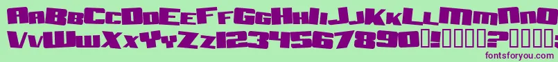 AftershockDebrisSolid-Schriftart – Violette Schriften auf grünem Hintergrund