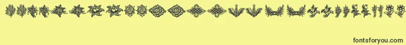 SchlussVignetten-fontti – mustat fontit keltaisella taustalla