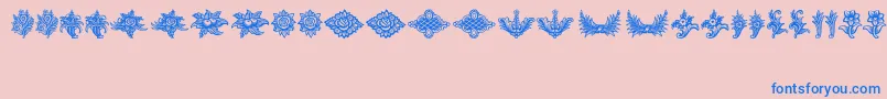 Fonte SchlussVignetten – fontes azuis em um fundo rosa