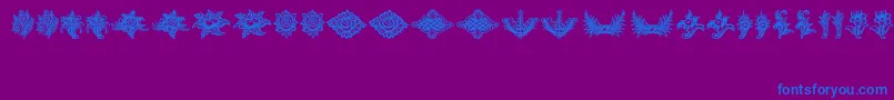 Czcionka SchlussVignetten – niebieskie czcionki na fioletowym tle