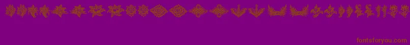 SchlussVignetten-Schriftart – Braune Schriften auf violettem Hintergrund