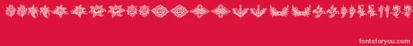 SchlussVignetten-Schriftart – Rosa Schriften auf rotem Hintergrund