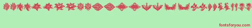 Czcionka SchlussVignetten – czerwone czcionki na zielonym tle