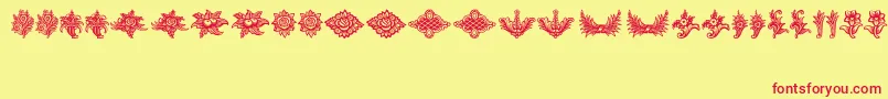 SchlussVignetten Font – Red Fonts on Yellow Background