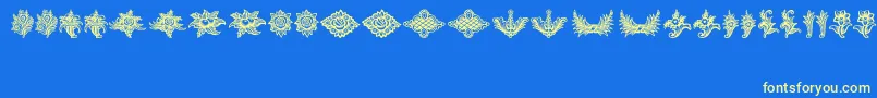 SchlussVignetten-fontti – keltaiset fontit sinisellä taustalla