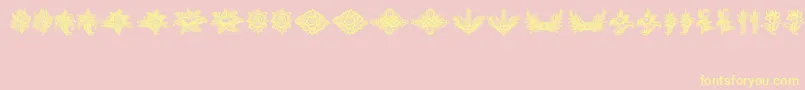 SchlussVignetten-fontti – keltaiset fontit vaaleanpunaisella taustalla
