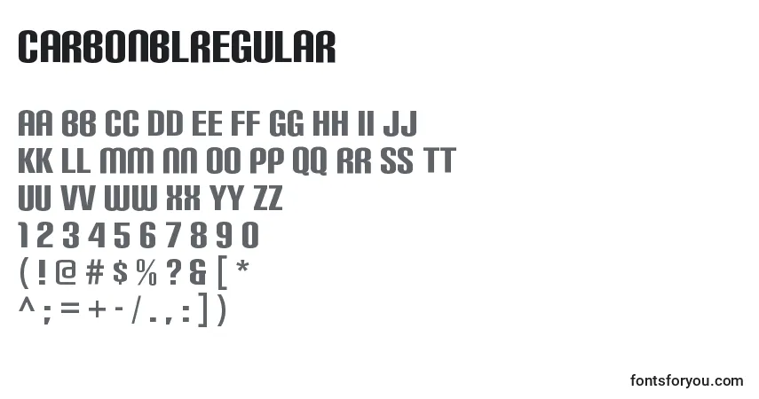 CarbonblRegular font – alphabet, numbers, special characters