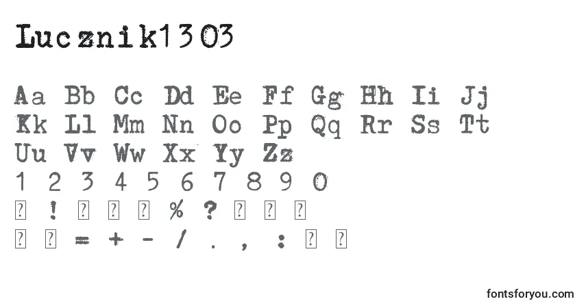 A fonte Lucznik1303 – alfabeto, números, caracteres especiais