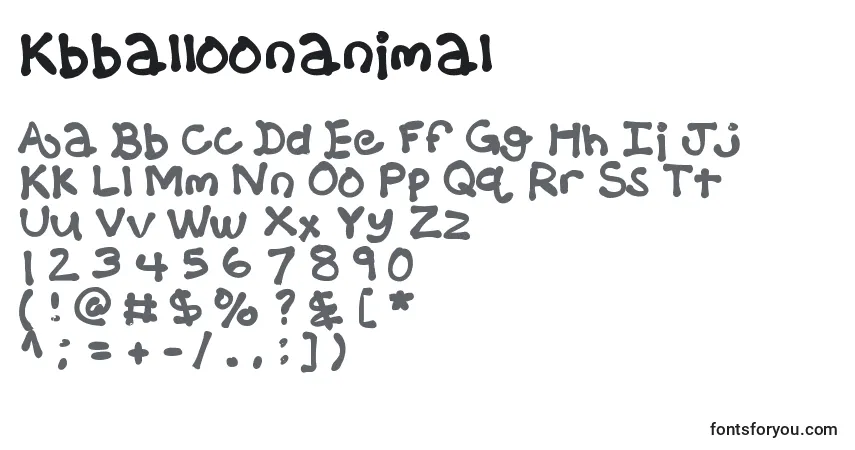A fonte Kbballoonanimal – alfabeto, números, caracteres especiais