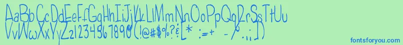 Czcionka Poisonedapples – niebieskie czcionki na zielonym tle