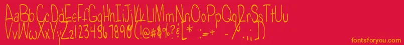 フォントPoisonedapples – 赤い背景にオレンジの文字