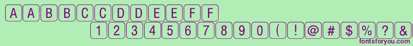 Czcionka RrkeyletterslimitedNormal – fioletowe czcionki na zielonym tle