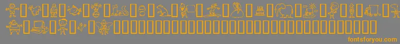 フォントMinimumWageIncomplete – オレンジの文字は灰色の背景にあります。