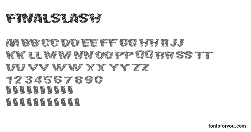 Czcionka Finalslash – alfabet, cyfry, specjalne znaki