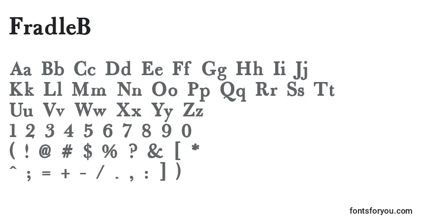 A fonte FradleB – alfabeto, números, caracteres especiais