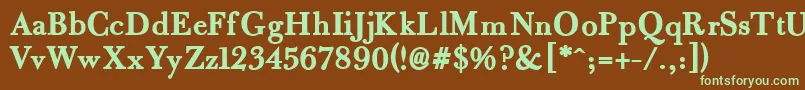 フォントFradleB – 緑色の文字が茶色の背景にあります。