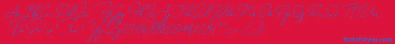 AnnisaSlant Font – Blue Fonts on Red Background