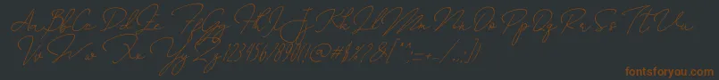 AnnisaSlant-Schriftart – Braune Schriften auf schwarzem Hintergrund
