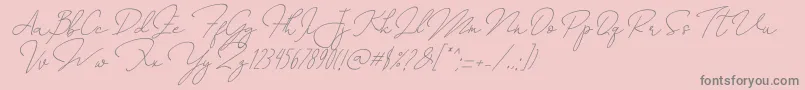 AnnisaSlant-Schriftart – Graue Schriften auf rosa Hintergrund