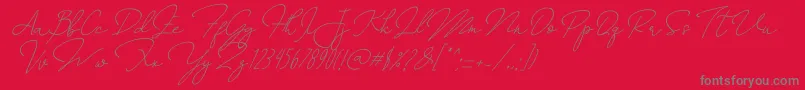 AnnisaSlant-Schriftart – Graue Schriften auf rotem Hintergrund