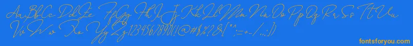 AnnisaSlant Font – Orange Fonts on Blue Background