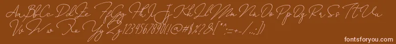 AnnisaSlant-Schriftart – Rosa Schriften auf braunem Hintergrund