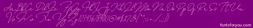 AnnisaSlant Font – Pink Fonts on Purple Background
