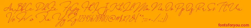 AnnisaSlant Font – Red Fonts on Orange Background