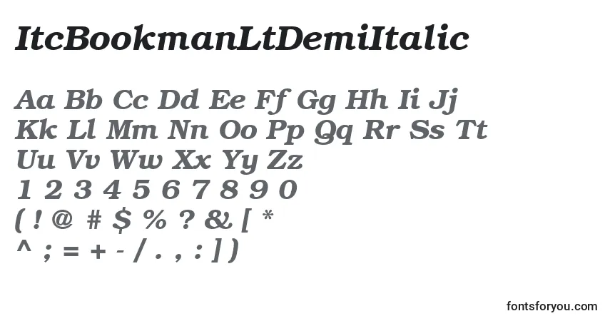 ItcBookmanLtDemiItalic Font – alphabet, numbers, special characters