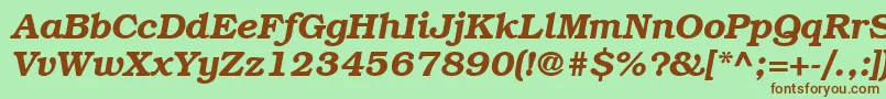 Fonte ItcBookmanLtDemiItalic – fontes marrons em um fundo verde