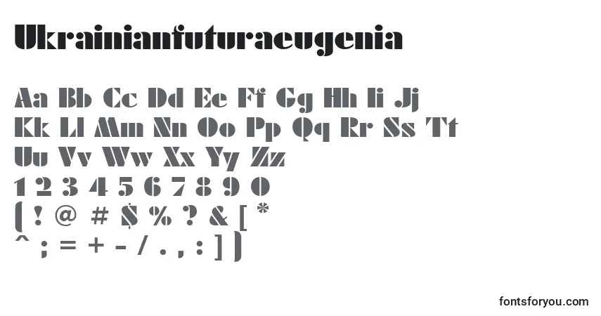 characters of ukrainianfuturaeugenia font, letter of ukrainianfuturaeugenia font, alphabet of  ukrainianfuturaeugenia font