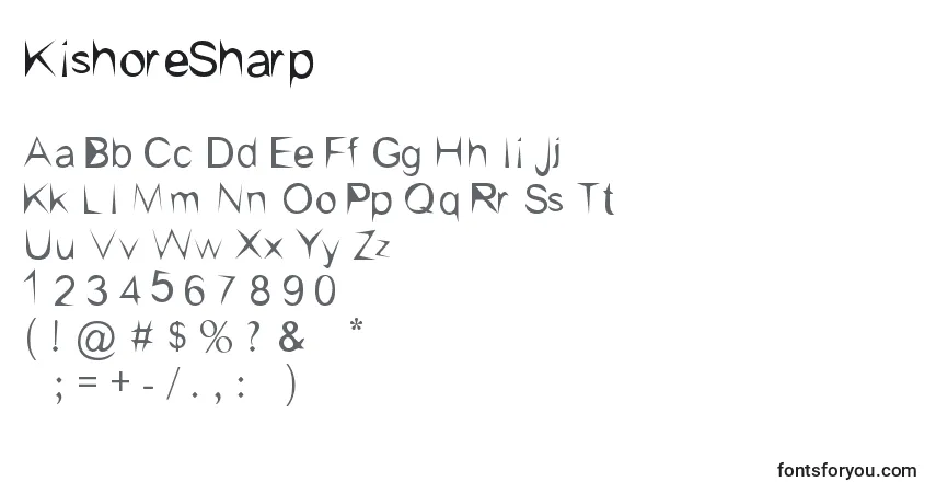 characters of kishoresharp font, letter of kishoresharp font, alphabet of  kishoresharp font