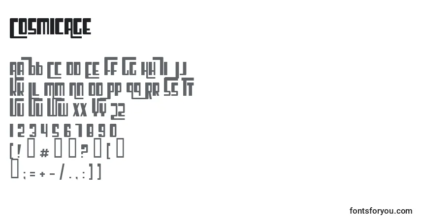 characters of cosmicage font, letter of cosmicage font, alphabet of  cosmicage font