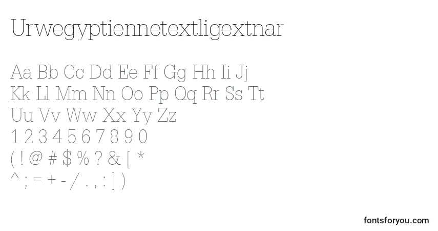 characters of urwegyptiennetextligextnar font, letter of urwegyptiennetextligextnar font, alphabet of  urwegyptiennetextligextnar font