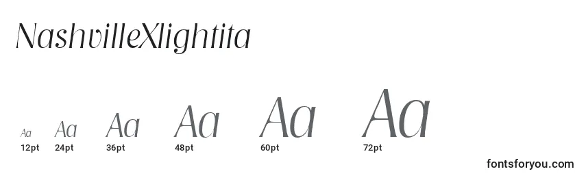 sizes of nashvillexlightita font, nashvillexlightita sizes