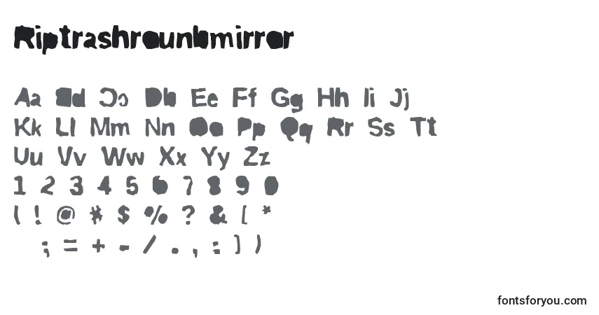 characters of riptrashroundmirror font, letter of riptrashroundmirror font, alphabet of  riptrashroundmirror font