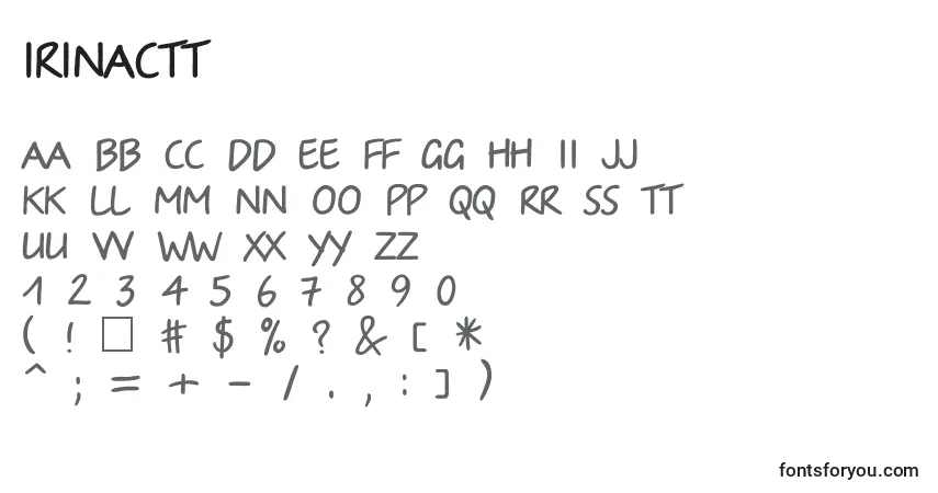 characters of irinactt font, letter of irinactt font, alphabet of  irinactt font