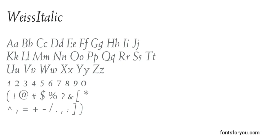 WeissItalic Font – alphabet, numbers, special characters