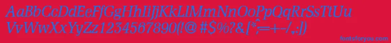 フォントD790RomanItalic – 赤い背景に青い文字
